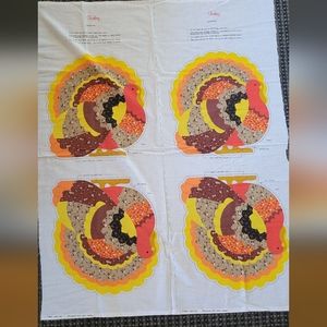 VIP Cut And Sew -  TURKEY Fabric Panel - #7218 - Thanksgiving Craft VTG Set Of 2